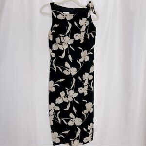 David Warren floral sleeveless shift dress size 8 black